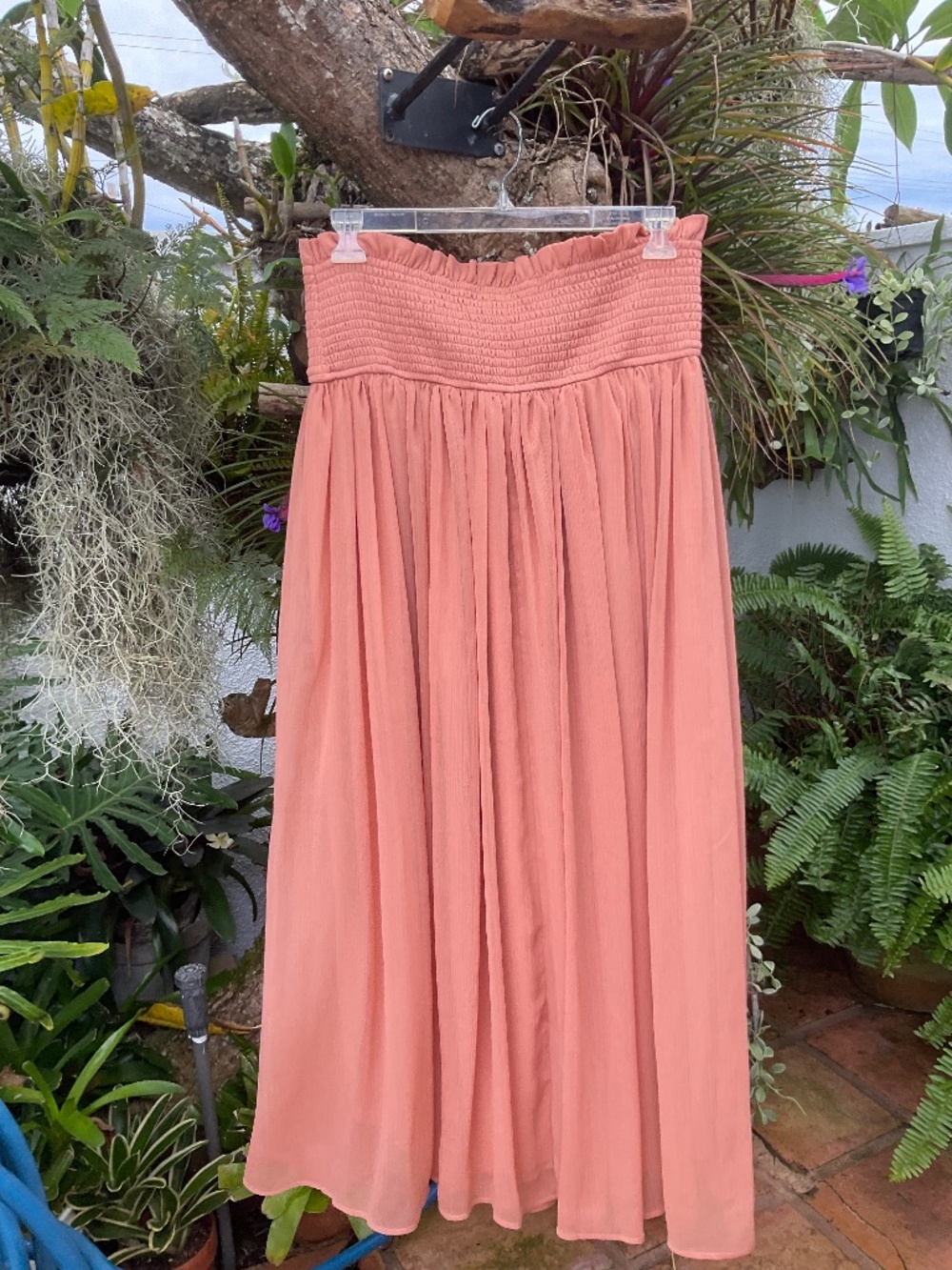 Anthropologie Light Orange Chiffon Skirt Sz L